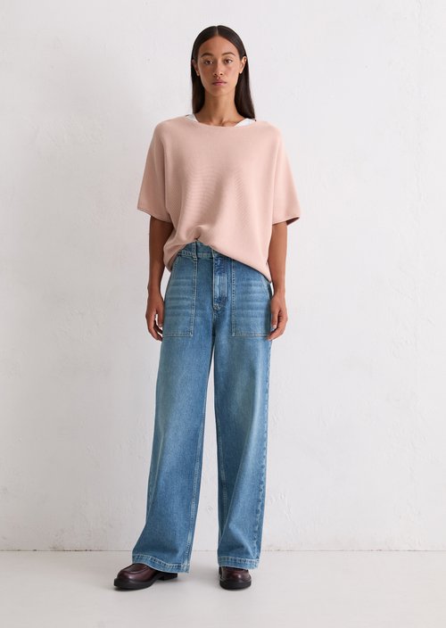 Short-sleeved knitted sweater loose — Pastel Rose