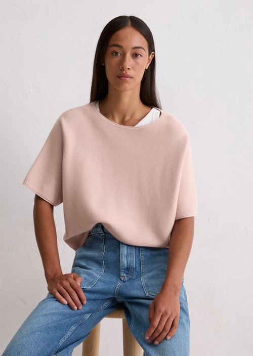 Short-sleeved knitted sweater loose — Pastel Rose