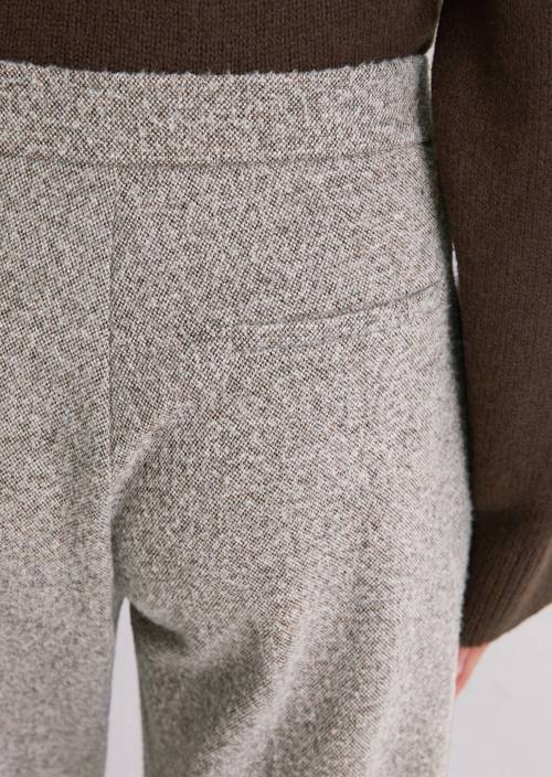Tweed jersey broek slim Dark Grey in detailaanzicht