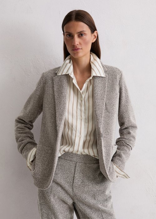 Relaxed jersey tweed blazer — Dark Grey