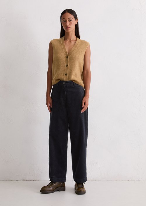 Corduroy pants model Lande loose — Deep Night Blue