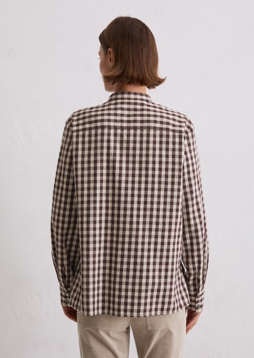 Check blouse regular — Dark Brown