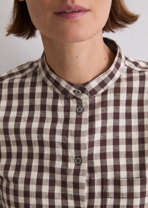 Check blouse regular — Dark Brown