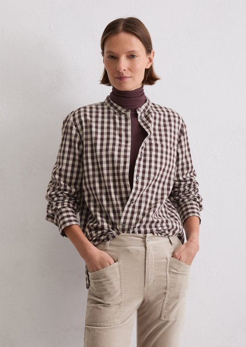 Check blouse regular — Dark Brown