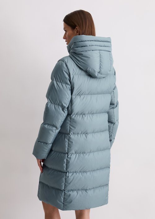 Hooded down coat shaped — Slate Blue (alternate view)