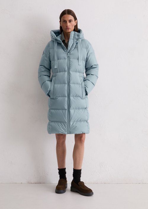 Hooded down coat shaped — Slate Blue