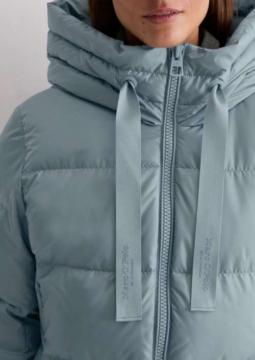 Hooded down coat shaped — Slate Blue