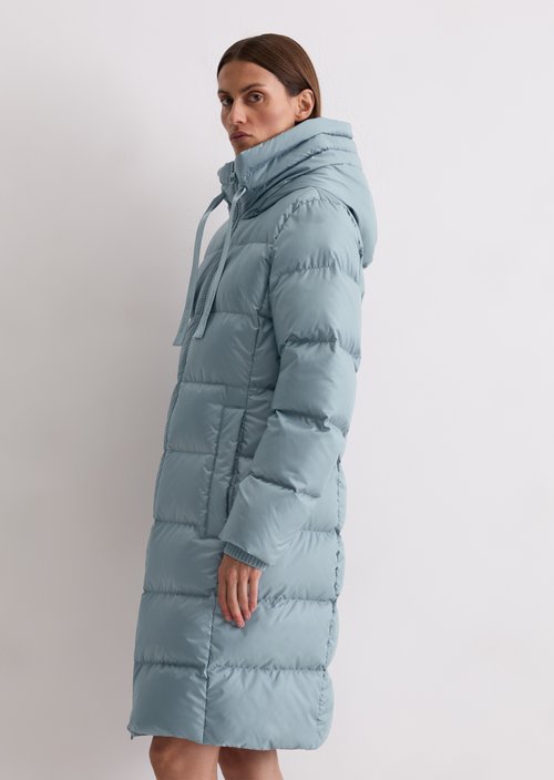 Hooded down coat shaped — Slate Blue