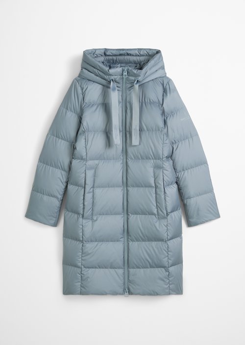 Hooded down coat shaped — Slate Blue