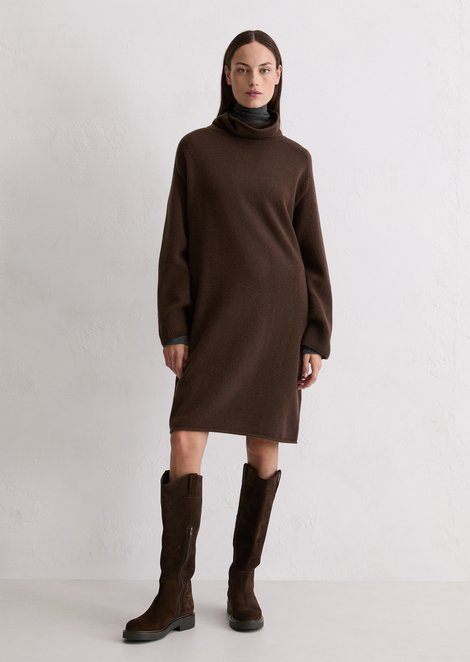 Marc O'Polo Strickkleid relaxed, Damen, braun, Gr. 32, 80% Wolle, 20% Polyamid