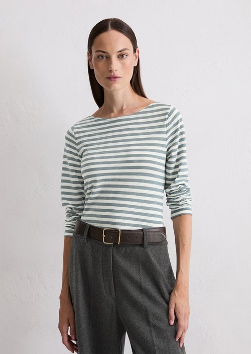 Striped longsleeve regular — Medium Blue