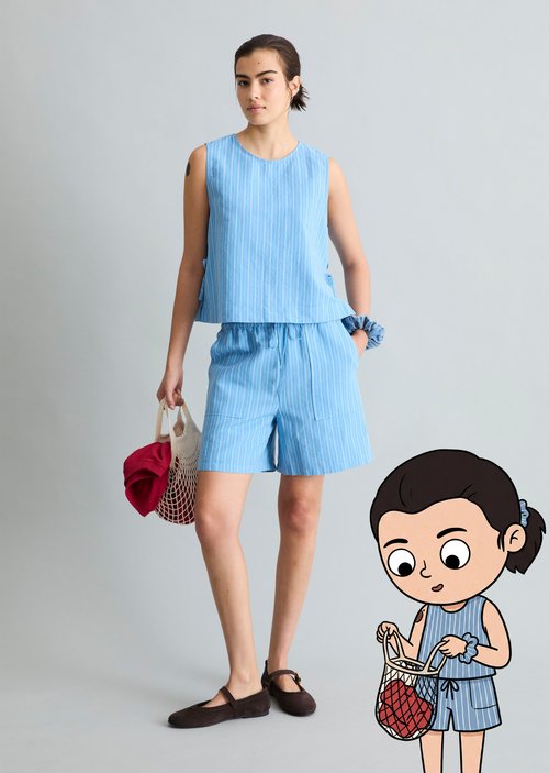 Striped top boxy — Light Blue