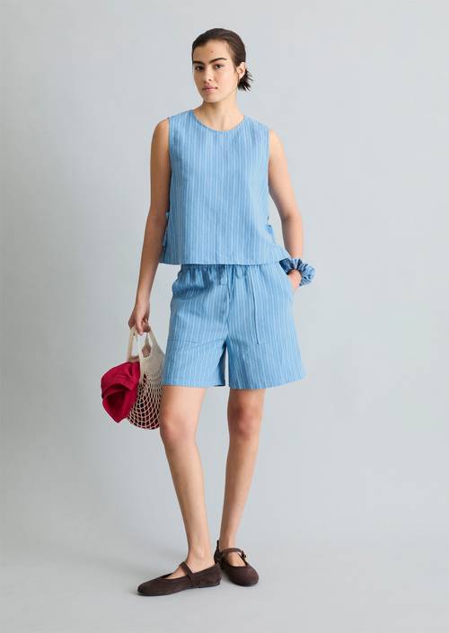 Top rayé boxy Light Blue en vue de face