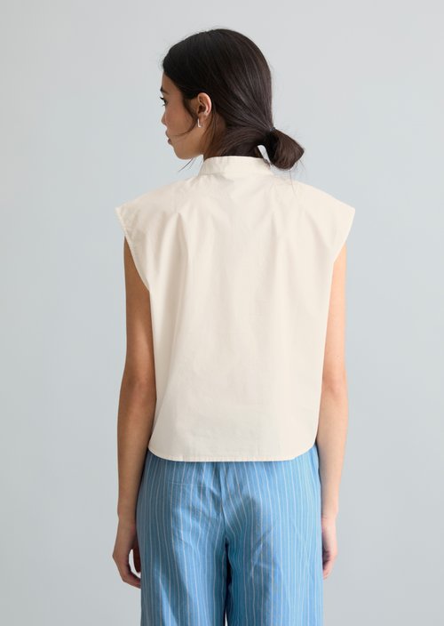 Relaxed sleeveless blouse — Silky White