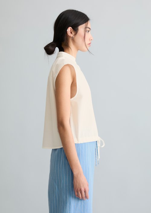 Relaxed sleeveless blouse — Silky White