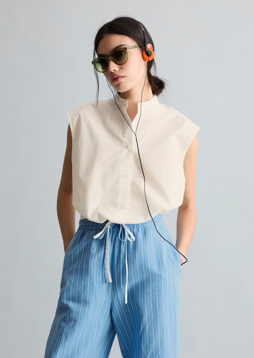 Relaxed sleeveless blouse — Silky White