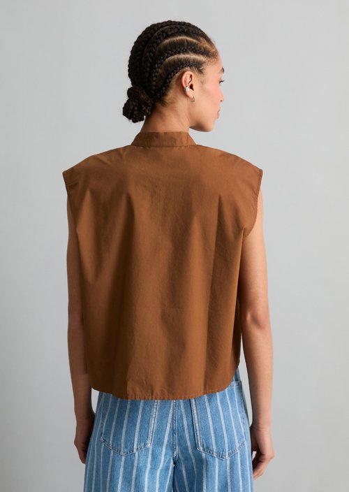 Relaxed sleeveless blouse — Umbra Brown
