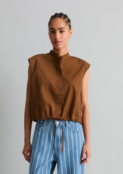 Relaxed sleeveless blouse — Umbra Brown