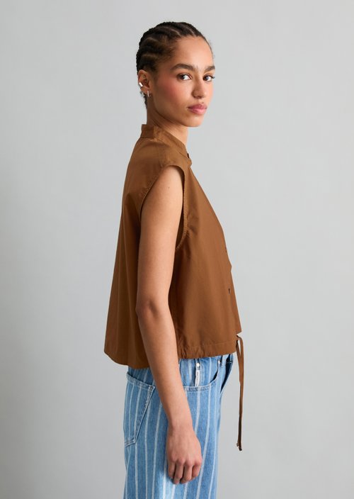 Relaxed sleeveless blouse — Umbra Brown