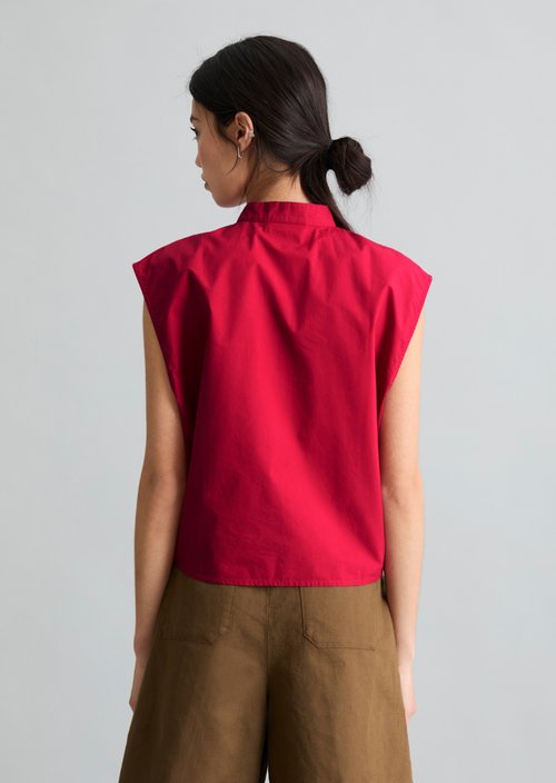 Relaxed sleeveless blouse — Vivid Cherry