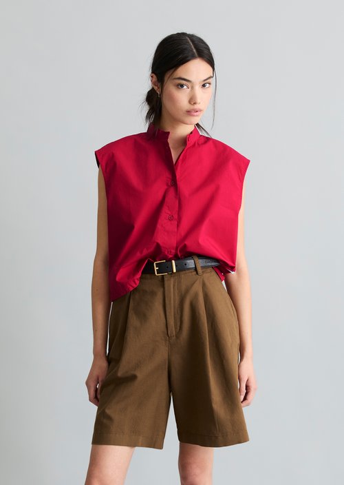 Relaxed sleeveless blouse — Vivid Cherry