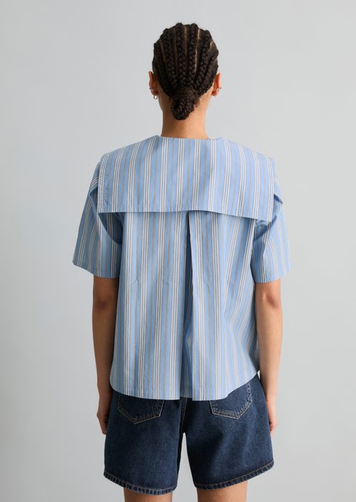 Striped relaxed sailor blouse — Light Blue