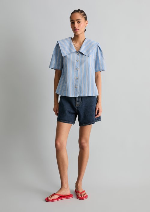 Striped relaxed sailor blouse — Light Blue