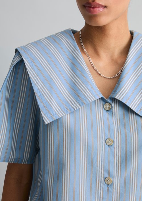 Striped relaxed sailor blouse — Light Blue
