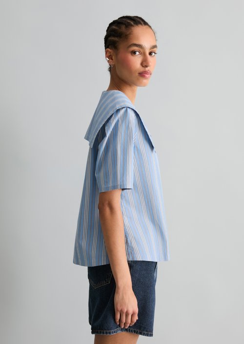 Striped relaxed sailor blouse — Light Blue