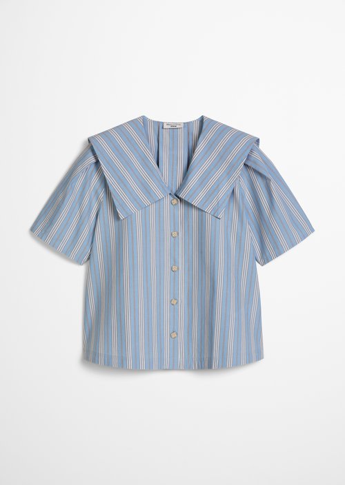 Striped relaxed sailor blouse — Light Blue