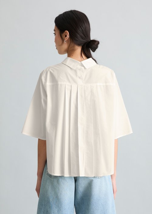 Regular short-sleeved poplin blouse — Silky White