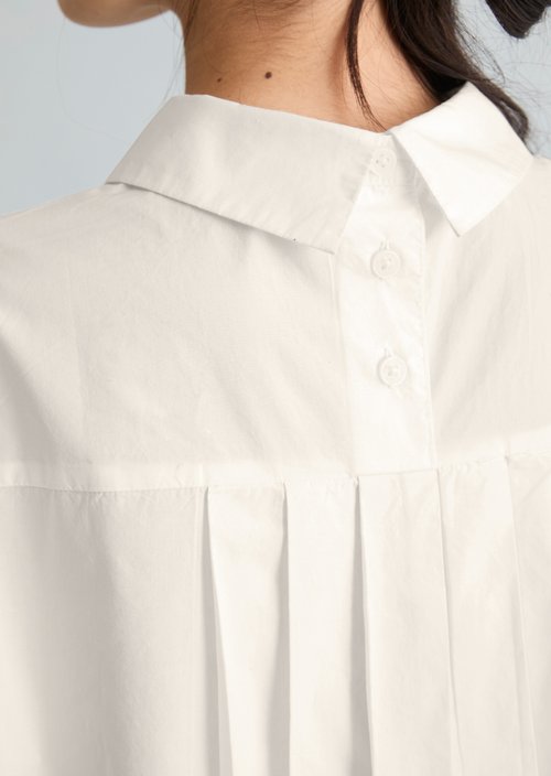 Regular short-sleeved poplin blouse — Silky White