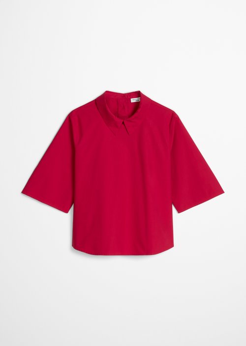 Regular short-sleeved poplin blouse — Vivid Cherry
