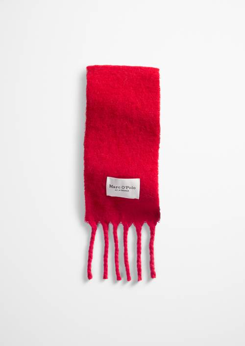 Long scarf with fringes Bright Red in front view