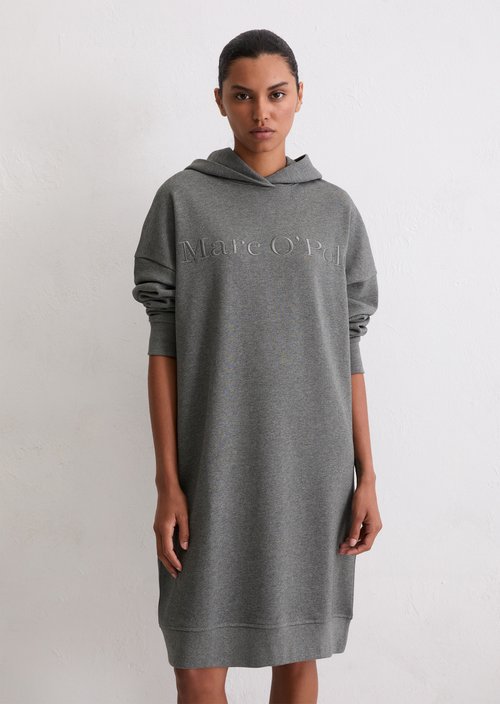 Logo hoodie dress relaxed — Warm Granite Melange