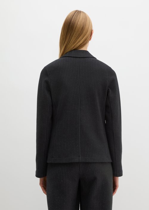 Regular pinstripe jersey blazer — Dark Grey