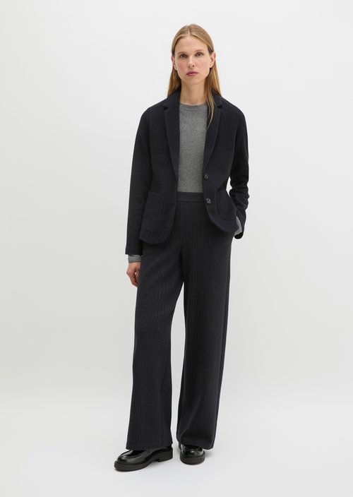 Regular pinstripe jersey blazer — Dark Grey