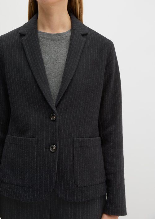 Regular pinstripe jersey blazer — Dark Grey