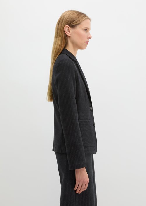 Regular pinstripe jersey blazer — Dark Grey