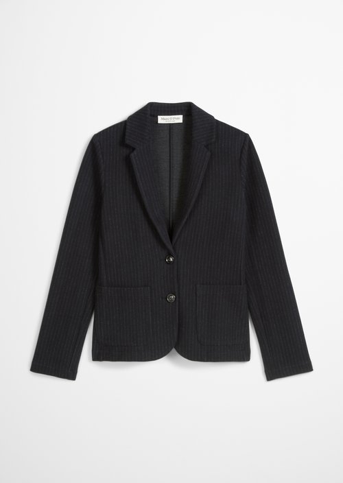 Regular pinstripe jersey blazer — Dark Grey