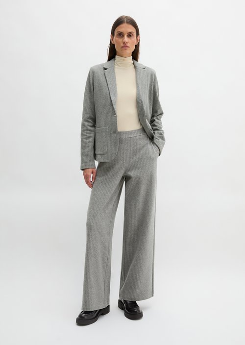 Regular pinstripe jersey blazer — Light Grey