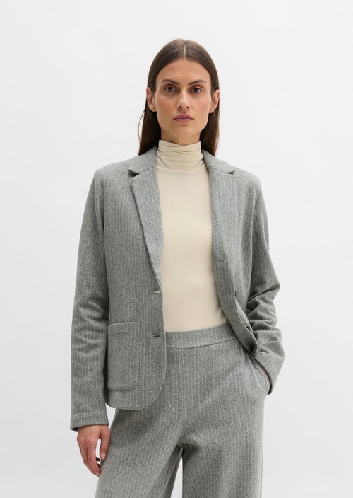Regular pinstripe jersey blazer — Light Grey