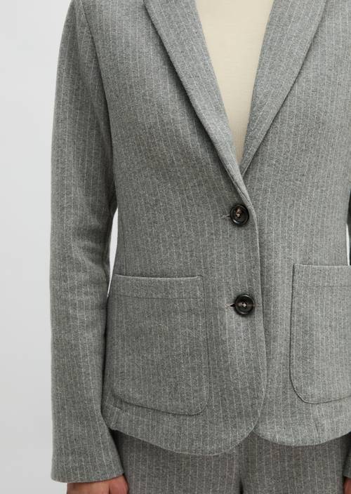 Regular blazer van krijtstreepjersey Light Grey in detailaanzicht