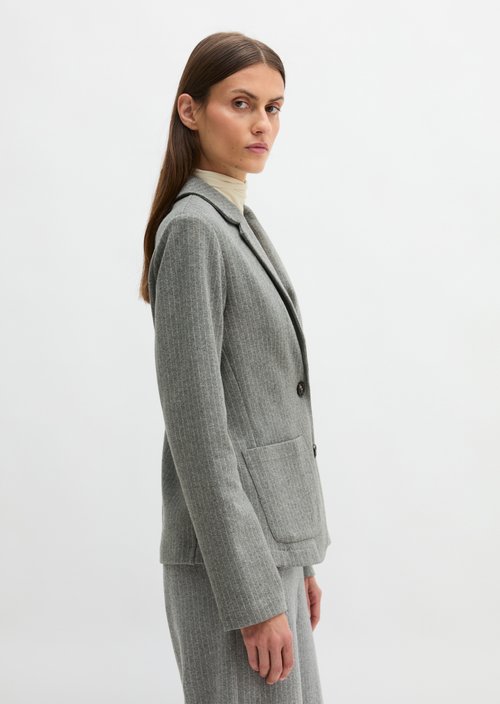 Regular pinstripe jersey blazer — Light Grey