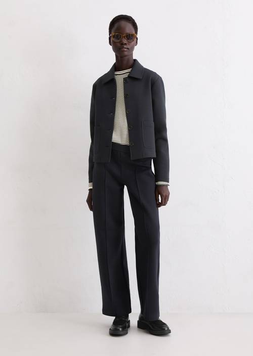 Jersey jacket regular Deep Night Blue in front view