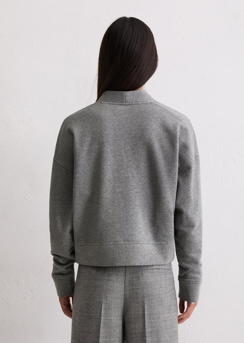 Relaxed sweat cardigan — Warm Granite Melange