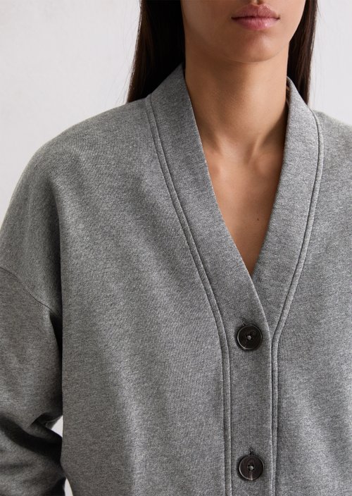 Relaxed sweat cardigan — Warm Granite Melange