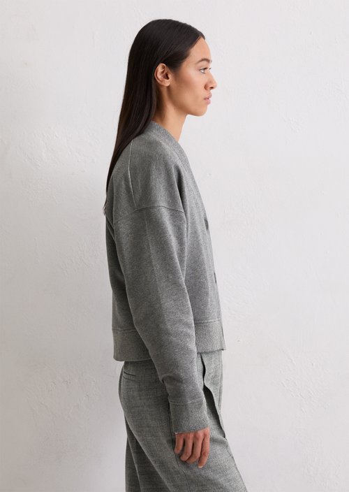 Relaxed sweat cardigan — Warm Granite Melange