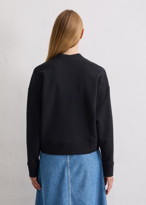 Relaxed sweat cardigan — Deep Night Blue