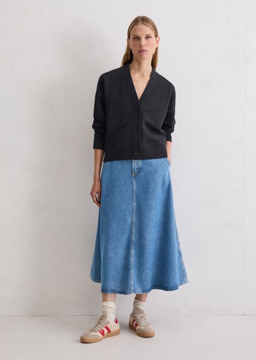 Relaxed sweat cardigan — Deep Night Blue